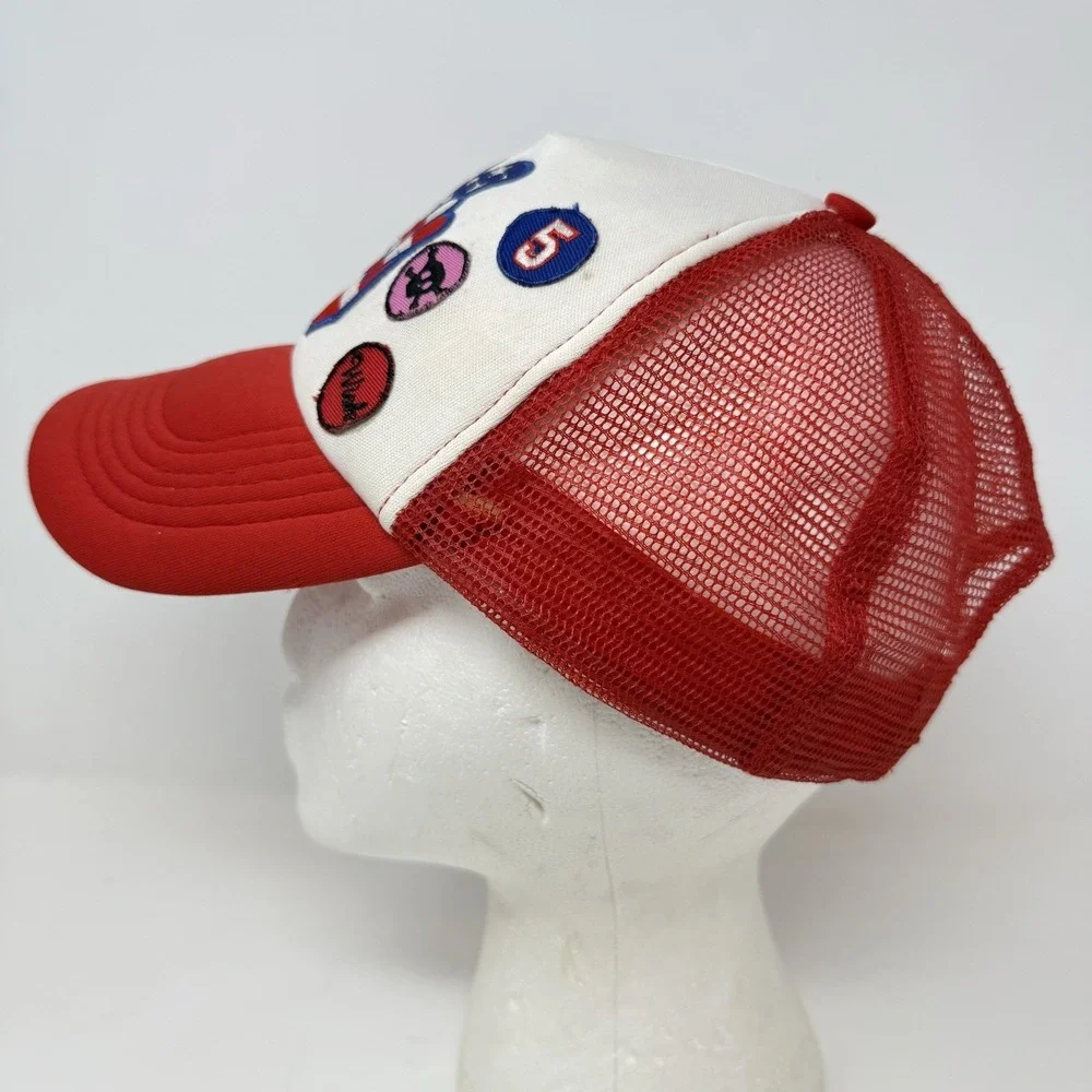 AMERICAN FLAG PEACE SIGN TRUCKER‎ HAT WITH PATCHES SNAP BACK RED MESH BACK OSFM